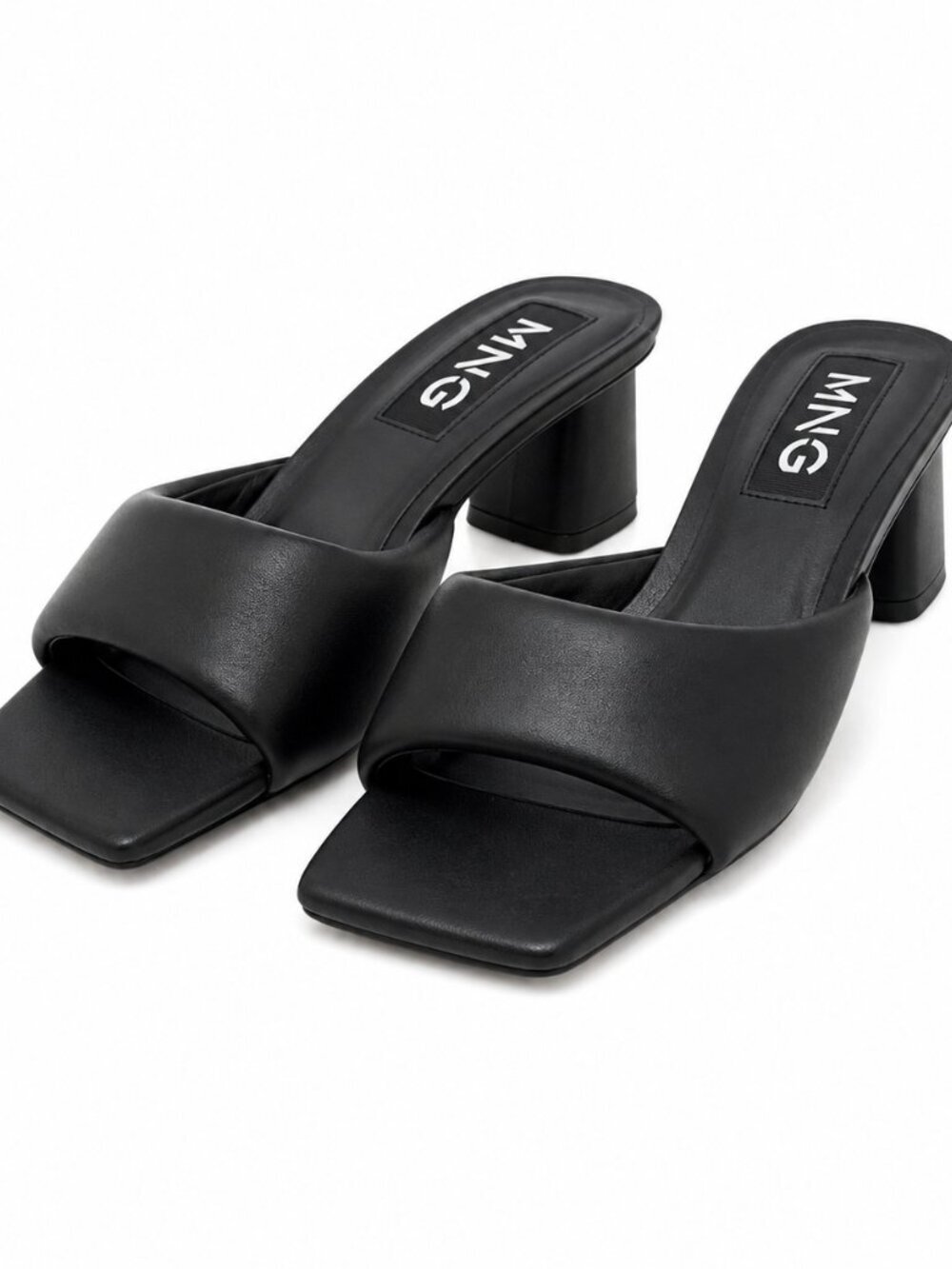 Mango Square Toe Kitten Heel Sandals Black (Size EU 38/US 7.5) - Picture 4 of 5